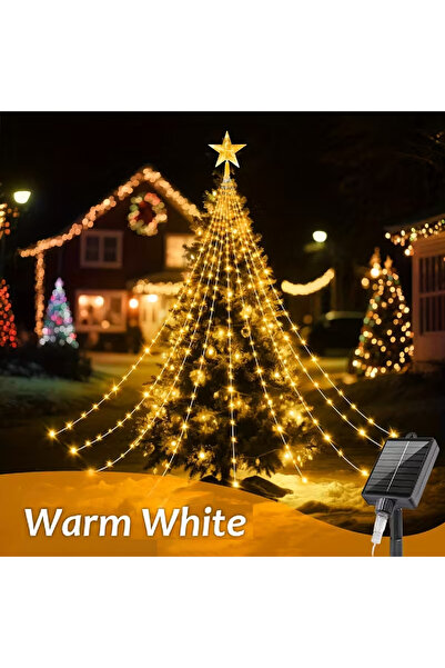 Choice 3M Solar Powered Warm White 1PC Five-pointed Star Waterfall Lights USB...