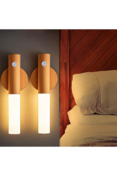 Choice wood 2pcs Portable Indoor LED Wall Lamp USB Rechargeable Atmosphere Ni...
