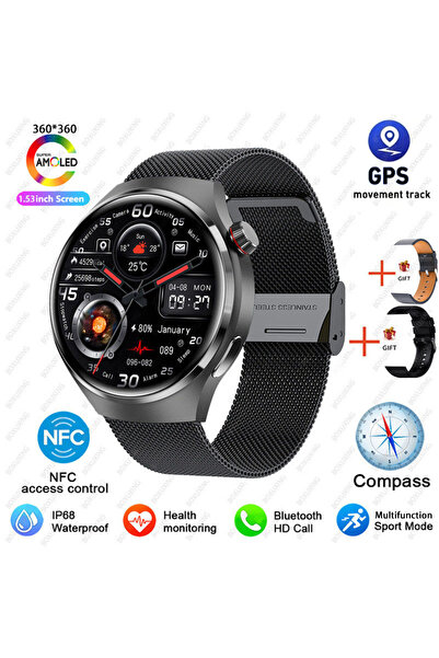 Choice6 Black mesh belt 2025 New Watch 4 Pro GPS NFC Smart Watch Men 360*360 ...