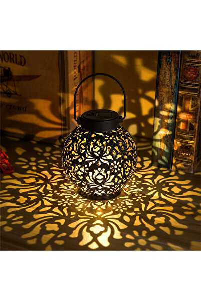 Choice black Outdoor Garden Solar Light Iron Art Hanging Light Hollow LED Lan...