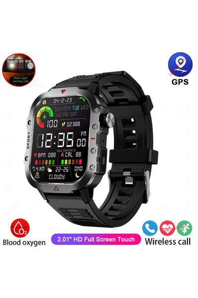 Choice ساعة ذكية عسكرية متينة سوداء مقاس 2.01 بوصة، إصدار 2026، للرجال، مزودة...