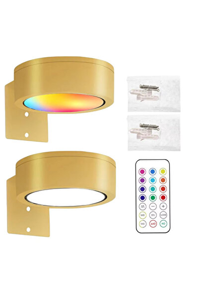 XIWANGFIRE gold-2PCS LED Wall Picture Lights 13-Color RGB Dimmable Painting A...