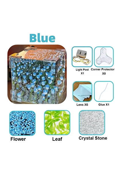 Choice Blue Romantic Mirror Tulip Flowers Led Lights DIY Material Kit Creativ...