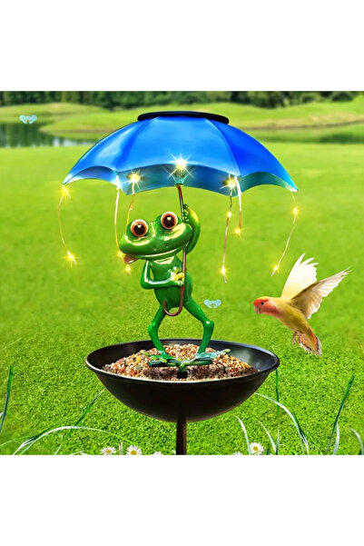 Choice مغذي ضفادع، تمثال ضفدع، مصباح حديقة يعمل بالطاقة الشمسية، موزع طعام طي...