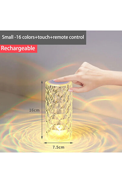 Choice مصباح طاولة كريستالي صغير بـ 16 لونًا، قابل لإعادة الشحن، مصنوع من الأ...