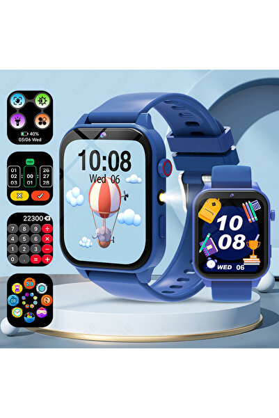 Lige ساعة ذكية جديدة للأطفال باللون الأزرق، إصدار 2025، مزودة بمنبه، ومصباح L...