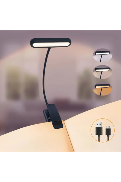 Choice مصباح قراءة أسود قابل لإعادة الشحن، مثالي للقراءة في السرير، صغير الحج...