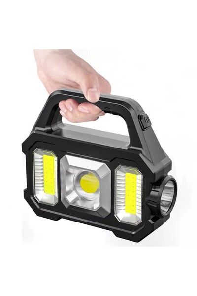 Choice مصباح يدوي متعدد الوظائف يعمل بالطاقة الشمسية بتقنية LED/COB، مزود بمق...