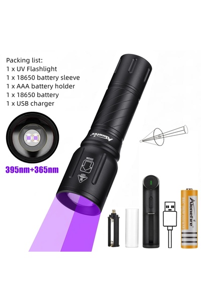 Choice شاحن USB-18650، مصباح LED عالي الطاقة للأشعة فوق البنفسجية، تكبير 365 ...