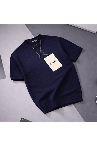 zs zaos fashion Tricou pentru bărbați, cu textură în diagonală, cu guler tip ...