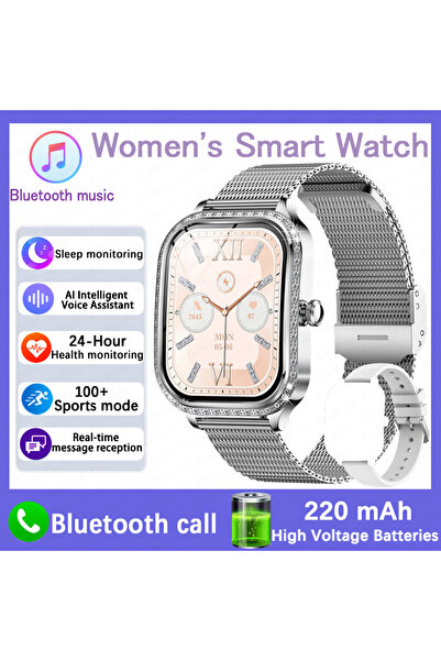 Choice ساعة ذكية نسائية فضية اللون بتصميم عصري جديد لعام 2026، مزودة بمراقبة ...