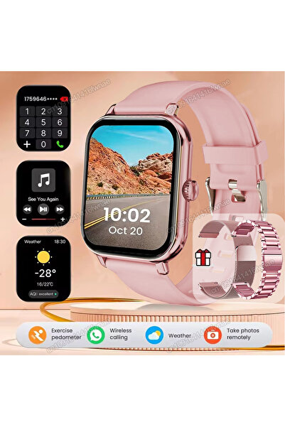 Choice ساعة ميلان ستيل الذكية باللون الوردي، متوافقة مع أجهزة أندرويد وآيفون،...