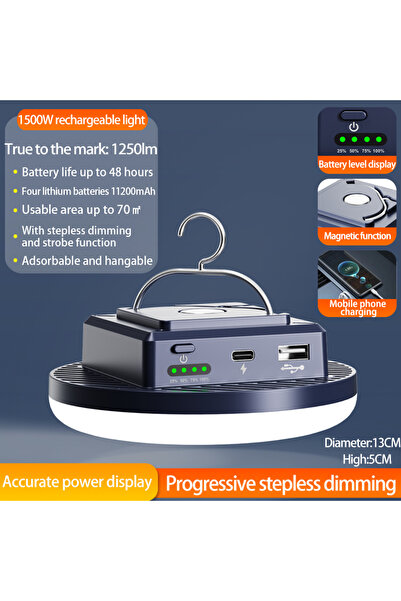 Choice مصباح تخييم LED محمول قابل لإعادة الشحن، موديل L2 بقوة 1500 واط، بإضاء...