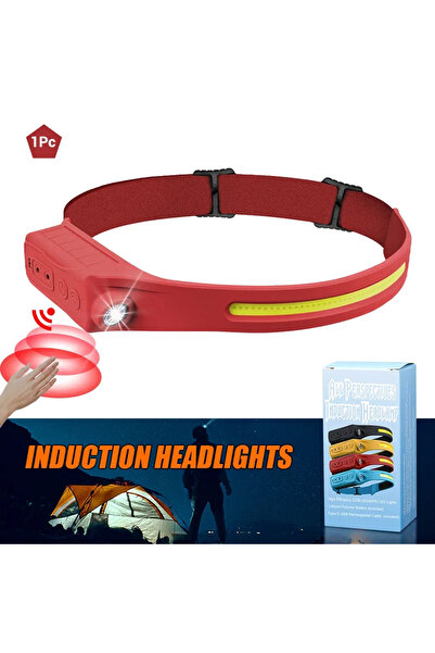 Choice مصباح رأس LED أحمر قابل لإعادة الشحن مع مستشعر + كشاف إضاءة خارجي، مصب...