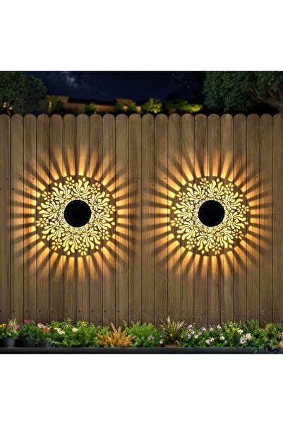 Choice 0-5W Warm light-2pack 1/2-pack solar peony wall lamps - hollow peony d...