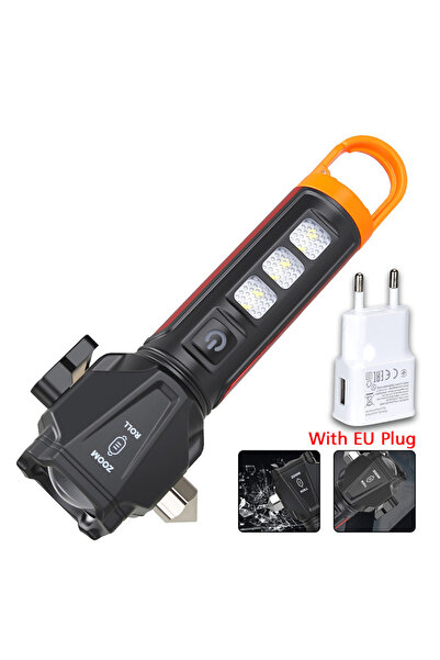 Heinast 1PC with EU Plug Emergency Flashlight with Safety Hammer Seatbelt Cut...