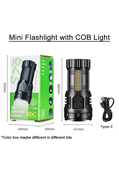 Choice مصباح يدوي صغير فائق السطوع مزود بـ 9 مصابيح LED بتقنية COB، قابل لإعا...