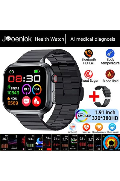 Choice ساعة ذكية طبية جديدة من الفولاذ الأسود بامبو، طراز 2025، مزودة بتقنيات...