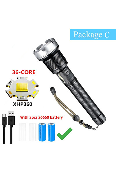 Choice LITHIUM ION black F226 with 2pcs 26650 8000000LM XHP360+COB Powerful L...