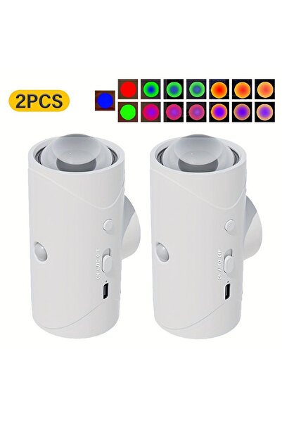 Choice RGB Color 2pcs LED Magnetic Wall Sconce Lights, 7 Colors Rechargeable ...