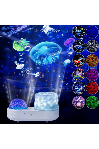 Choice جهاز عرض ليلي للأطفال بتصميم موجة المحيط، مصباح قنديل البحر دوار 360 د...