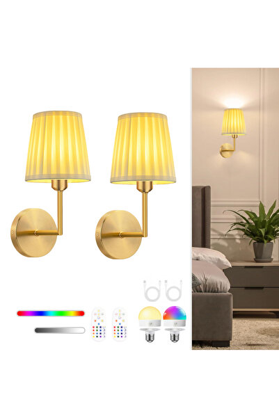 Choice Gold-2Packs Battery Operated Wall Lamp, Wireless Wall Light with Remot...
