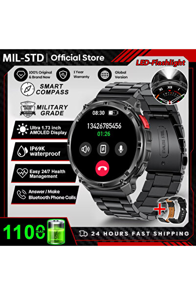 Choice بطارية كبيرة بسعة 1100 مللي أمبير مع حزام فولاذي أسود، إصدار 2025 جديد...