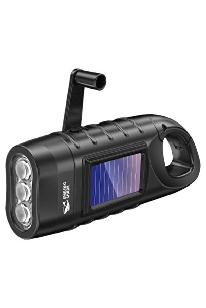 Choice مصباح يدوي محمول يعمل بالطاقة الشمسية، مزود بثلاثة مصابيح LED، أسود ال...