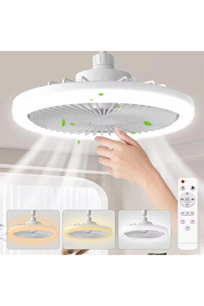 Choice مروحة سقف بيضاء قابلة للدوران 3 في 1 بإضاءة، بجهد 85-265 فولت، وقاعدة ...