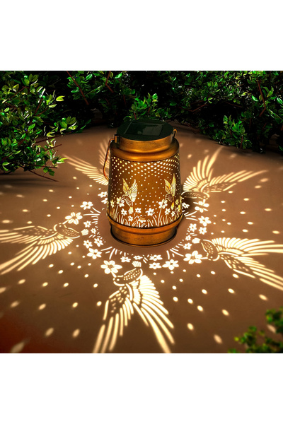 Choice فانوس شمسي حديدي خارجي على شكل طائر الطنان، يعمل بالطاقة الشمسية، مناس...