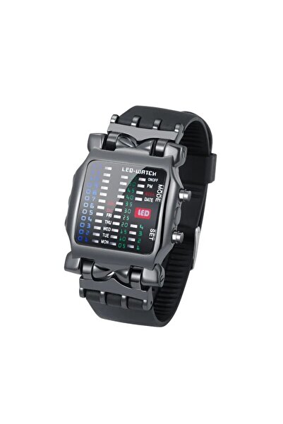 Choice ساعة يد سوداء ثنائية LED، ساعة إلكترونية إبداعية مقاومة للماء، ساعة رج...