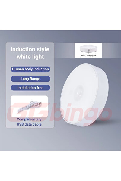 Choice 3 مصابيح ليلية بيضاء قابلة لإعادة الشحن من النوع C مزودة بمستشعر حركة،...