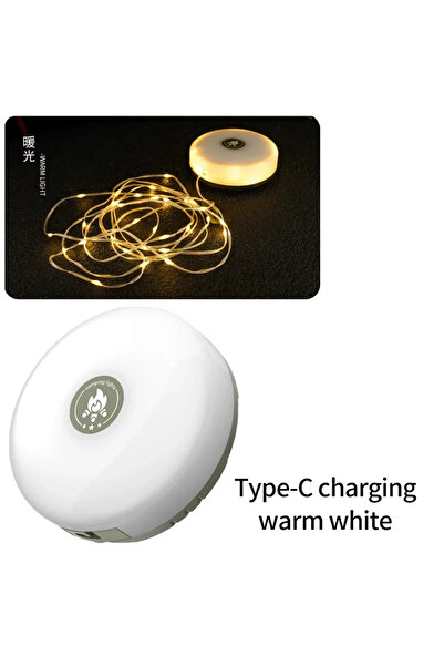 GGBEE Rechargeable Warm 4-in-1 LED Reel String Light Solar/Rechargeable Campi...