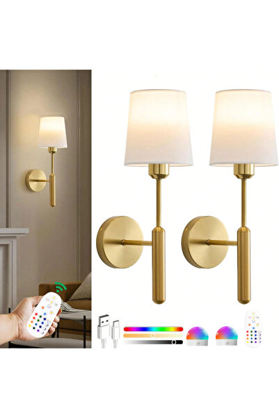 Choice Golden-2Packs Battery-Powered Wall Lamp, Wireless Wall Lamp, with Dimm...