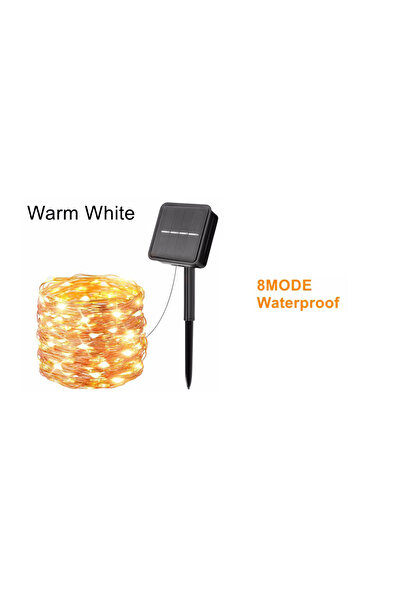 Choice سلسلة إضاءة خارجية تعمل بالطاقة الشمسية بطول 7 أمتار و50 مصباح LED داف...