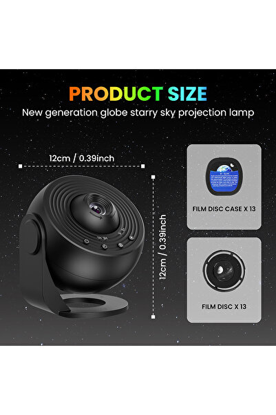 aiopp USB Plug black 2025 New Model 4K HD Earth Projector PRO, 13 Film Card, ...