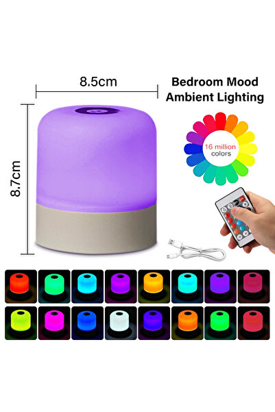 Choice مصباح ليلي LED بـ 16 لونًا، مصباح طاولة RGB قابل لإعادة الشحن، مصباح ب...
