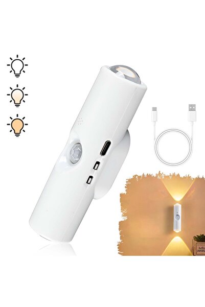 Choice 0-5W WHITE Three-color sensing Wall lamp punch-free bedside bedroom ni...