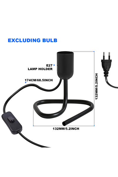 Choice WHITE E27 Excluding Bulb Vintage Table Lamp E27 EU Plug Switch Desk La...