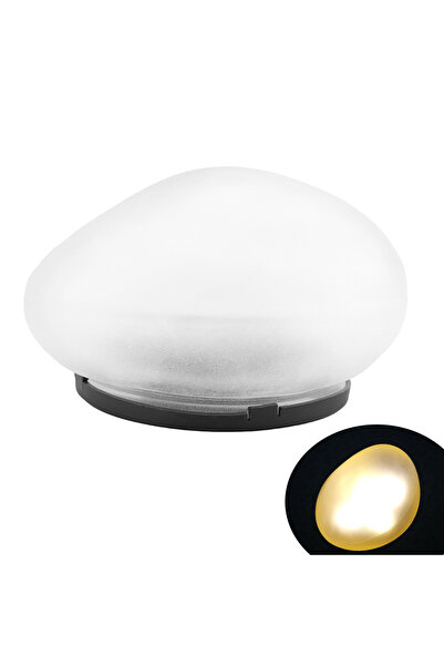 Choice مصباح حديقة خارجي يعمل بالطاقة الشمسية بتصميم حجر صناعي دافئ، مزود بإض...