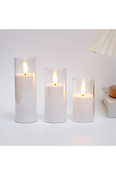 Choice white-3pcs-no remote Clear Acrylic Flameless Candles Battery Operated ...