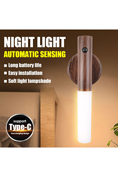 Choice sensor brown wood Smart Motion Sensor Night Light Rechargeable Magneti...