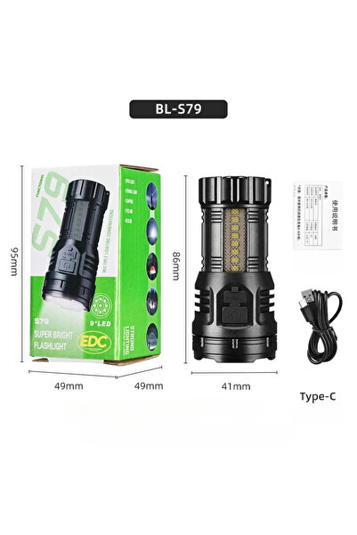 Choice مصباح يدوي قوي بتقنية COB مزود بـ 9 مصابيح LED، مصباح تكتيكي فائق السط...