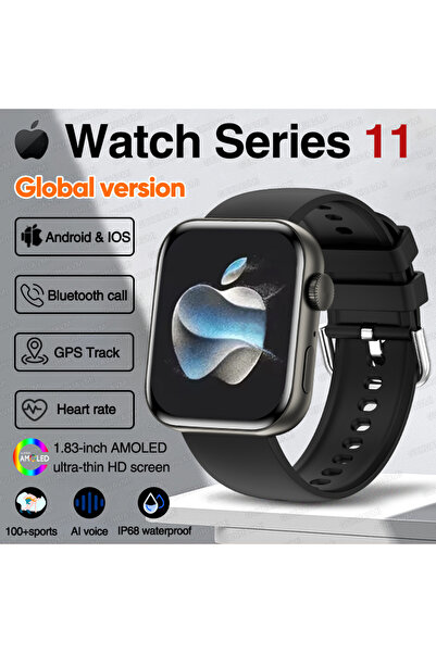 Choice ساعة ذكية أصلية سوداء اللون، متوافقة مع نظام iOS، سلسلة 11، للرجال وال...