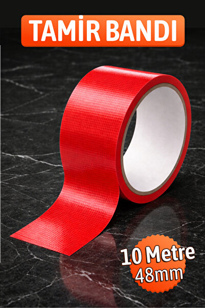 Badem10 Kırmızı Tamir Bandı 48mm x10mt Suya Dayanıklı Güçlü Yapışkan Bant İzo...