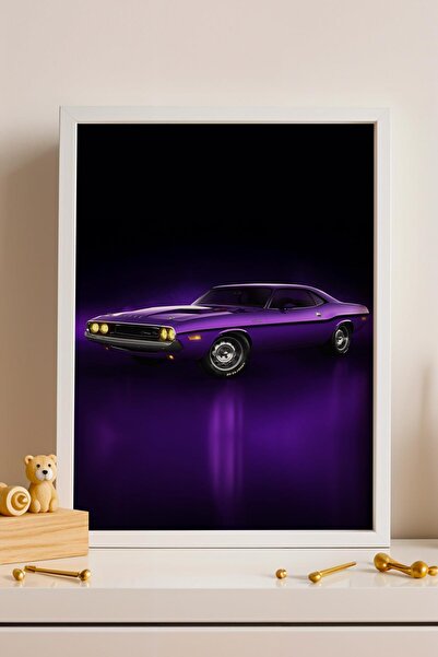 Saturn 1970 Dodge Challenger RT Figurină auto înrămată pentru decorarea garaj...