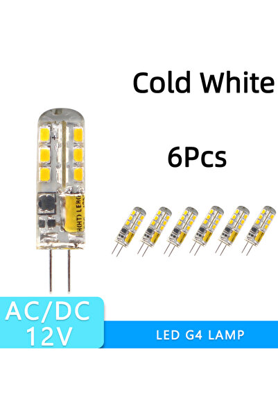 Choice مصباح LED صغير G4 أبيض بارد، 6 قطع، 4 واط، يعمل بتيار متردد/مستمر 12 ف...