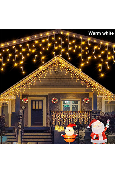 Choice 7.5 متر، 160 مصباح LED، إضاءة بيضاء دافئة، زينة شوارع وحدائق تعمل بالط...