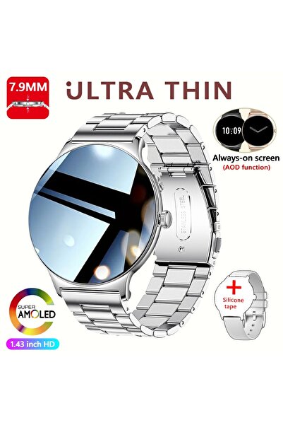 Choice ساعة ذكية جديدة من الفولاذ الفضي، إصدار 2026، فائقة النحافة (7.9 مم)، ...