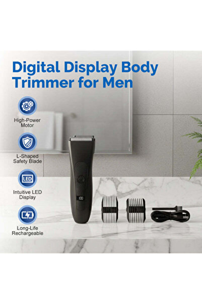 Choice ماكينة تشذيب شعر الجسم الرقمية السوداء للرجال مع شاشة عرض رقمية، ماكين...